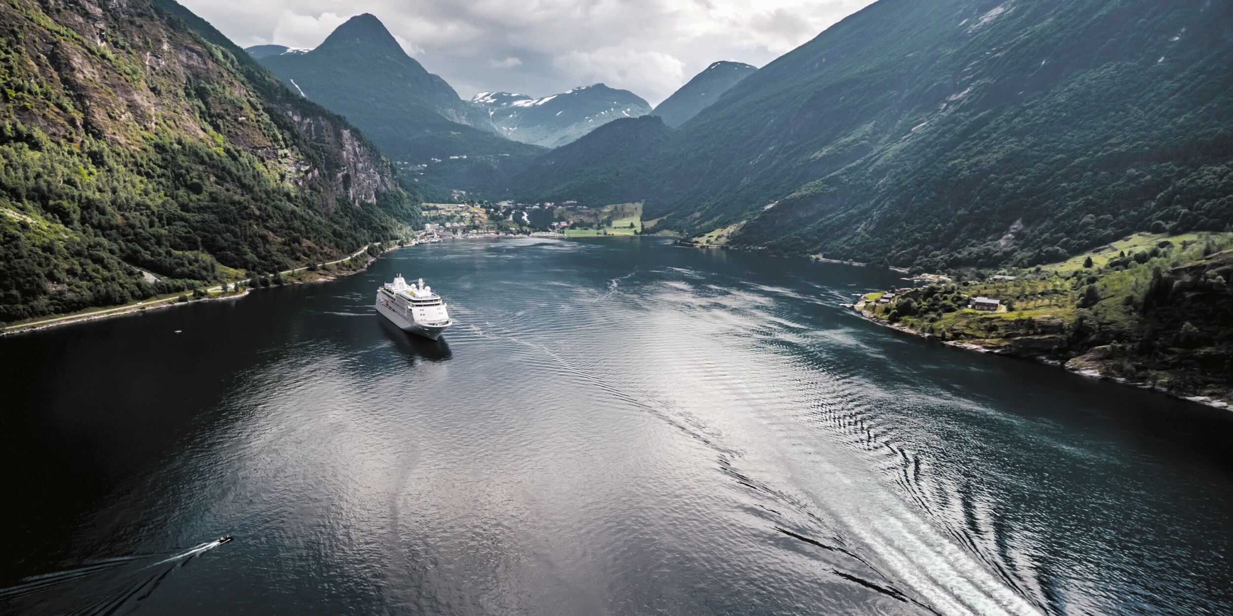 cruise ship in norwegian fjord