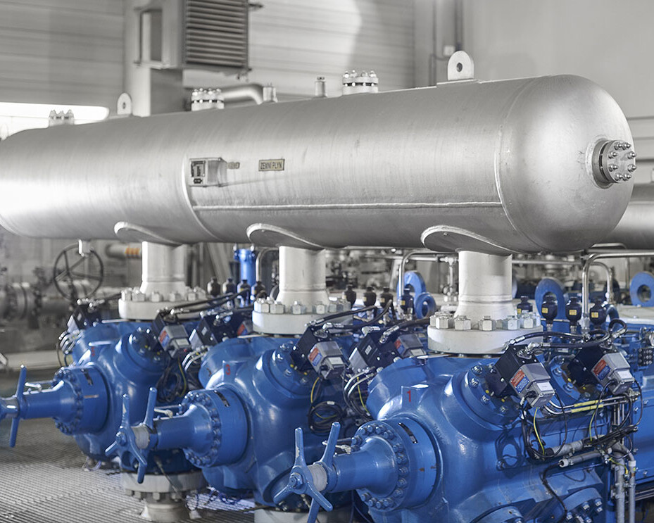 Kolbenkompressor Schnittbild eines Kolbenkompressors mit Schlüsselkomponenten