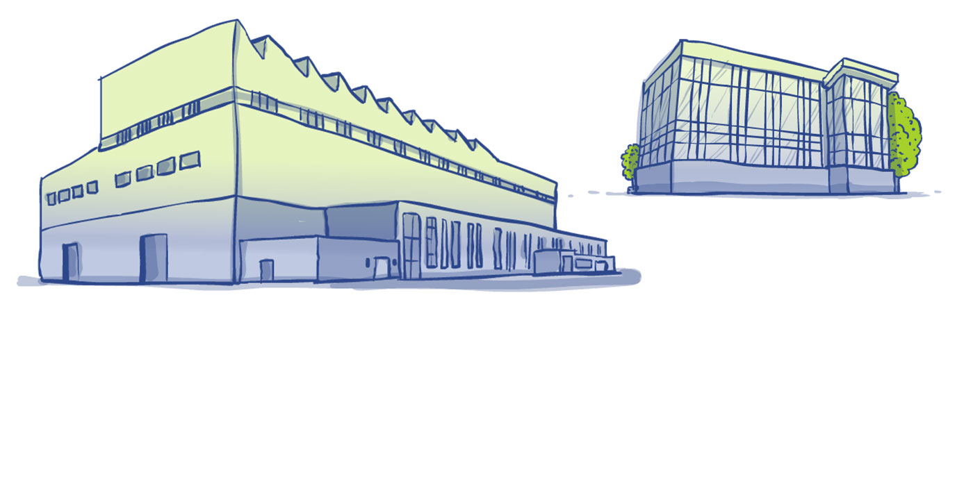 Stationary applications A large plant and a small office building